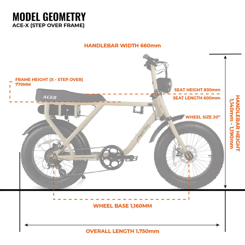 Load image into Gallery viewer, ace x ebike dimensions
