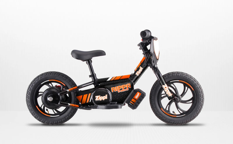Load image into Gallery viewer, zippi rippa 12 kids orange electric motorbike
